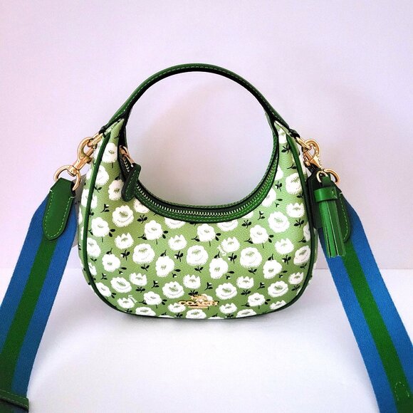 Coach CBI58 Carmen Mini Crossbody Floral Print Handbag Kelly Green Multi - Picture 2 of 7